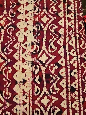 Tela acolchada de algodón batik vintage granate borgoña blanca frambuesa 4 yardas Foto 1 de 3