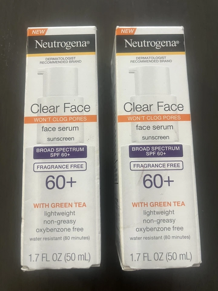 Lote de 2 - Neutrogena Suero Facial Transparente Protector Solar con Té Verde, FPS 60+ 1.7oz Foto 1 de 1