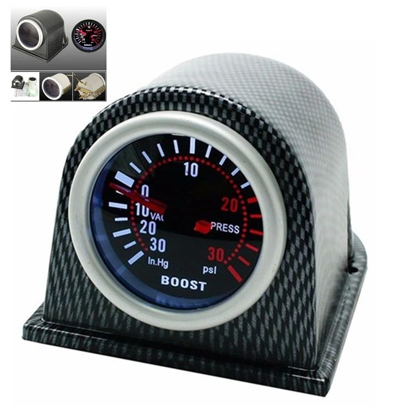 Car Turbo Boost Gauge Meter PSI Pressure Gauges Smoke Lens LED Digital Pointer - Image 1 of 4