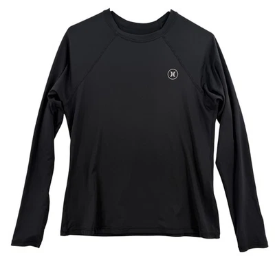 Camisa Hurley Para Hombres Mediana Negra Manga Larga Protección contra Erupciones UPF 50+ Surf Natación UV Foto 1 de 4