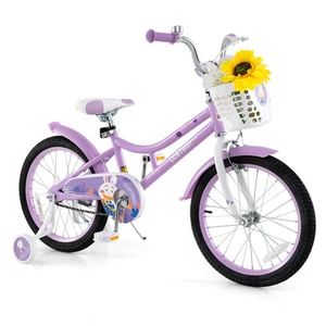 Girl Bike with Basket Detachable Training Wheels Adjustable Seat Handbrake - Picture 1 of 8