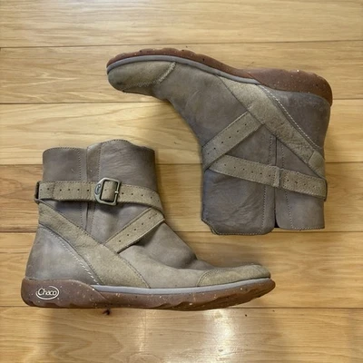Chaco Skye Ankle Boots Womens Sz 7 Tan Leather Adjustable Hiking - Image 1 of 4