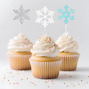 COPOS DE NIEVE brillantes para cupcakes decoración de fiesta ELIGE color y paquete cantidad - Imagen 1 de 1