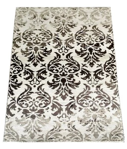 Tariff Free! Hand Knotted Contemporary 4x6 Rug Ivory Grey Wool Carpet for Home - Picture 1 of 14