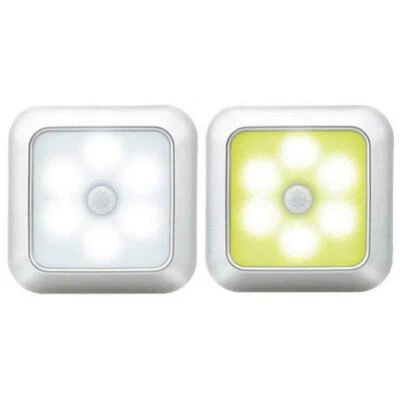 1-6X LED Battery Powered PIR Motion Sensor Night Light Closet Stair Toilet Lamp - Image 1 of 4