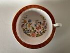 AYNSLEY Footed Cup & Saucer 2979 COTTAGE GARDEN on Brown England Vintage