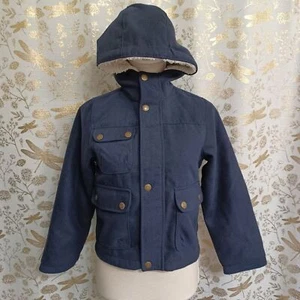 Small Size 8 London Fog Kids Heavy Winter Coat Blue Jacket Fun Sherpa Hood Kid's - Picture 1 of 15