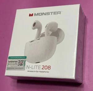 Monster N-Lite 208 Wireless In-Ear Bluetooth Headphones - White - New - Picture 1 of 4