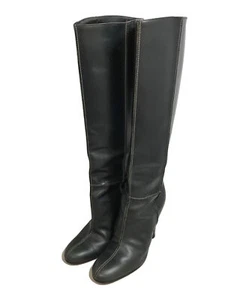 Christian Louboutin Size 37 Women's Round Toe Long Leather Boots in Black - Picture 1 of 10