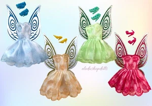 Eledoll Doll Clothes Lot Dress Up Fairy Wings Dress Shoes FITS Disney Fairies - Picture 1 of 12