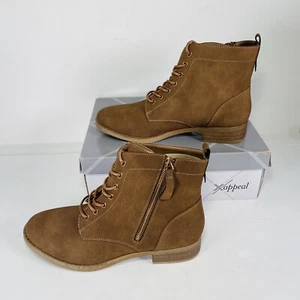 NEW Xappeal Boots Womens 10 Lace Zip Up Laci Brown Combat Ankle Booties 122719 - Picture 1 of 17