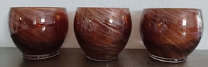3 Mikasa Shimmering Brown/Amber Glass Bowls/Planters 4.5" Tall - Imagen 1 de 12
