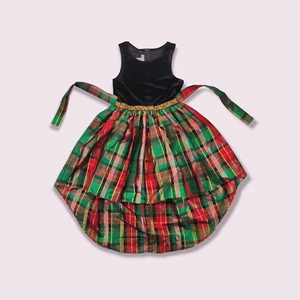 BONNIE JEAN Girls Black Velvet & Plaid Taffeta Dress w/Cardigan Size 14 NWT - Picture 1 of 3