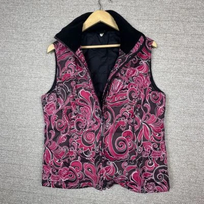 Chaleco Athleta Talla M Plumón Floral Hada Rosa Caliente Marrón Paisley Foto 1 de 4