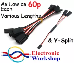 RC Servo Extension Wires Male-Female Futaba & Y-Split 10 20 30 & 50cm UK SELLER - Picture 1 of 20