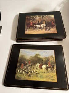 8 Pimpernel Placemats, 1 Serving Board Tally Ho English Fox Hunting Cork England - Picture 1 of 19