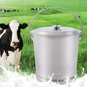 8L/ 14L Stainless Steel Milk bucket with Lid Milk Can Wine Pail Storage Bucket 
