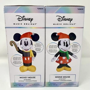 Disney Mickey Mouse Minnie Christmas Tabletop Inflatable 22” - Picture 1 of 3