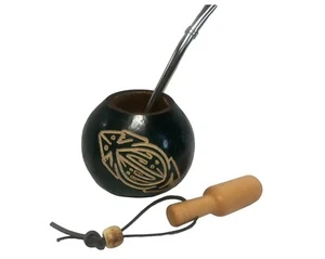 Yerba Mate Gourd Set Handmade Classic Mate Cup a Straw Argentina Drink Green - Picture 1 of 6