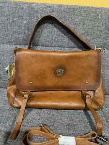 Pratesi Firenze Italy Brown Leather Vendor Style Mail Bag B475 Buckle Strap NWT - Picture 1 of 16