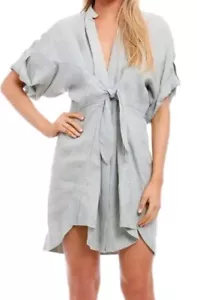 KITX Endangered Shirt Dress Size L Linen Mini Khaki Pockets V Neckline RRP $445 - Picture 1 of 16