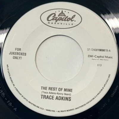 Trace Adkins The Rest of Mine / Wayfaring Stranger 45 Vinyl 90s Country Capitol - Image 1 of 4