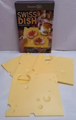 Juego de platos suizos Fred & Friends incluye 4 platos de aperitivo soporte de vidrio incorporado Foto 1 de 4