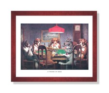 Dogs Playing Poker At Table #1 Wall Picture Cherry Framed Art Print