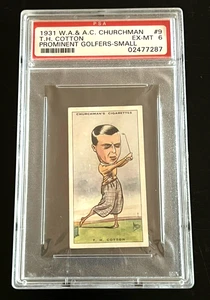 1931 W. A& A.C CHURCHMAN #9 T. H. HENRY COTTON PSA 6 ROOKIE SMALL ONLY 27 HIGHER - Picture 1 of 5