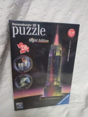 NEW Ravensburger 3D Puzzle Night Edition 216 Pcs Empire State Building Lights Up - Image 1 of 4