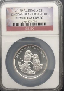 2013 P AUSTRALIA KOOKABURRA HIGH RELIEF NGC PF70 Ultra Cameo 1 oz Silver Coin - Picture 1 of 1