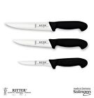 Ritter Solingen ® 3-częściowy zestaw noży rzeźniczych / noży rzeźniczych czarny 161-SA-3