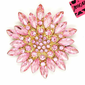 Betsey Johnson Fashion Pink Crystal Rhinestone Big Sunflower Woman Brooch Pin 