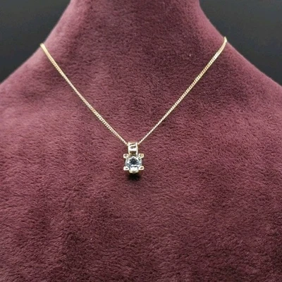 Neuwertige Gold 585er Halskette mit Topas Solitär Anhänger, 14 Karat Goldkette  - Bild 1 von 4