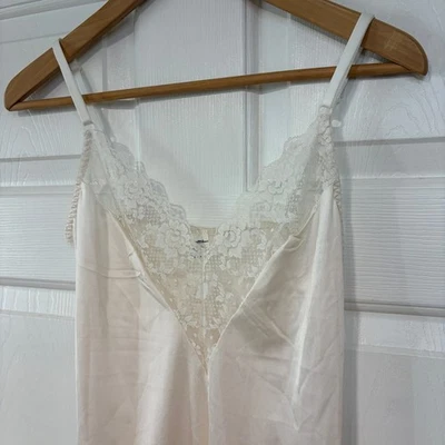 De Colección Años 90 Vanity Fair Angela Blanco Encaje Nylon Vestido Sin Mangas Completo Camisón Lencería S Foto 1 de 4