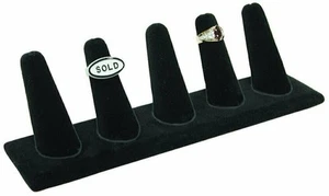 Black Velvet 5-Ring Tall Finger Jewelry Display - Picture 1 of 1