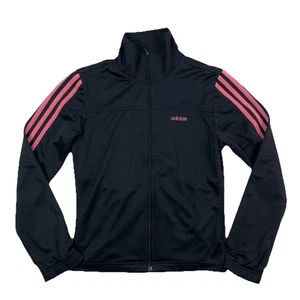 Adidas Black Pink 3-Stripe Track Jacket Full Zip Athletic Sportswear Women’s XS - Picture 1 of 13