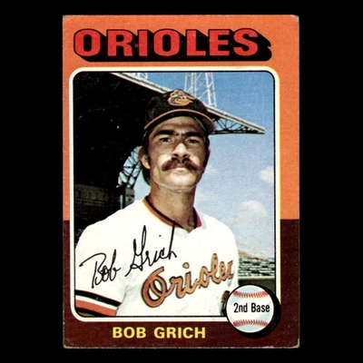 Bob Grich #225 1975 Topps Baltimore Orioles Baseball Card MLB EX - Image 1 of 3