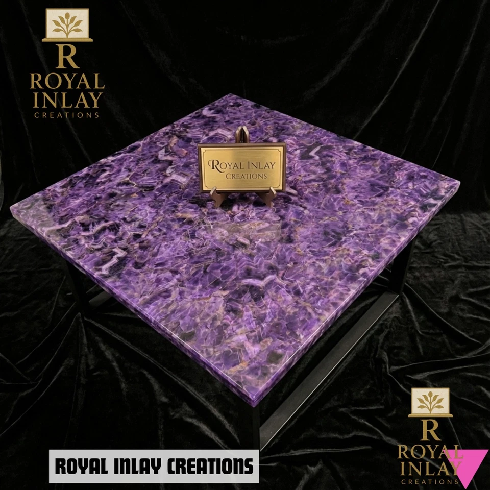 Amethyst Square Table – Handcrafted Gemstone Top for Home & Office Decor 42" - Image 1 of 4