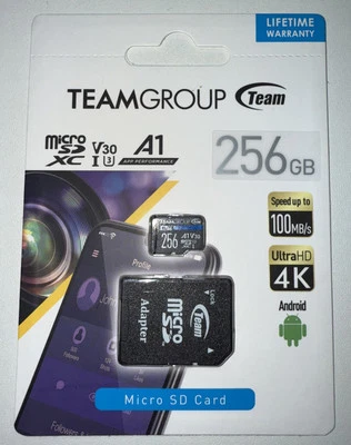 Team Group 256GB Elite microSDXC UHS-I U3 A1 4K UHD MicroSD Card +SD Adapter NEW - Image 1 of 2