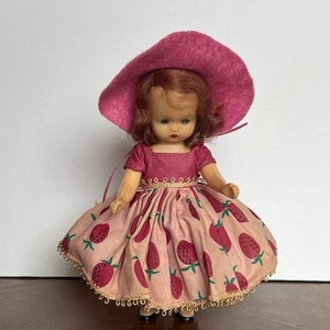 Nancy Ann Storybook Doll Hard Plastic To Market To Market Strawberry Dress - Picture 1 of 19