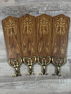 RARO JUEGO DE 4 ASPAS DE VENTILADOR DE TECHO PLANTILLA VINTAGE HERRAJES DE LATÓN ANTIGUOS ORNAMENTADOS Foto 1 de 4