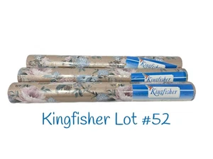 Kingfisher Vinyl Wall Paper Lot # 52 Pre-pasted Vintage Floral Pinks Blues Tan - Picture 1 of 6