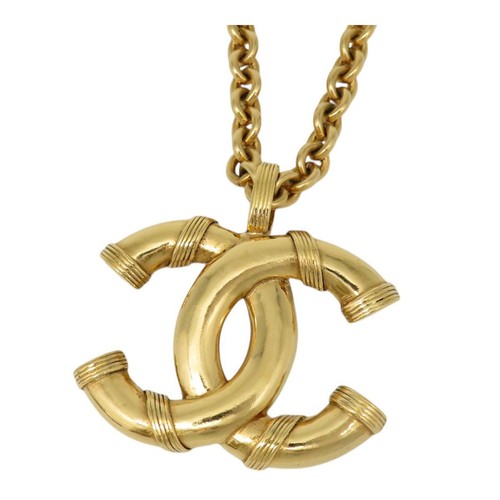 Collana catena vintage CHANEL COCO Mark metallo unisex 【A】
