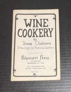Wine Cookery By Irena Chalmers, Booklet 1969 Like New - Picture 1 of 4