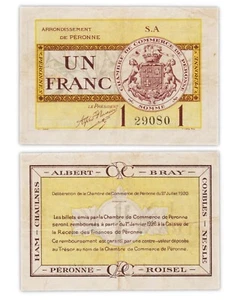 1 FRANC 1920 PERONNE / FRANCE - Billet de nécessité - chambre de commerce - Imagen 1 de 2
