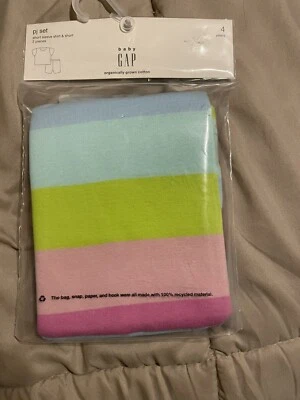 NWT Size 4  Baby Gap PJ Snug Fit 2 Piece Set / Pastel Stripes/ Short Sleeve - Image 1 of 4