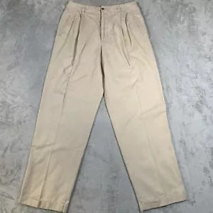 Vintage Ralph Lauren Country Trousers UK 12 Beige Pleated Made In Italy Italian - Picture 1 of 14