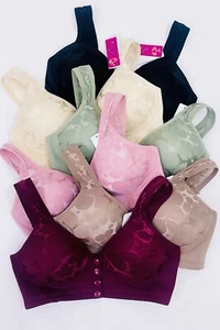 Lot 6 Women Front Closure Bra Wireless Bras Bralette Push Up Soft Underwear 40C - Picture 1 of 14