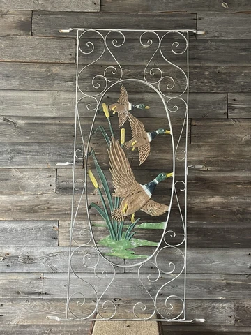 Vintage Screen Door Decorative Grill Exterior Design Ducks Repurpose Door Screen Cover
